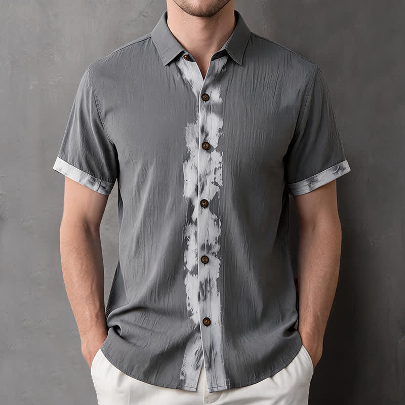 Buddha Stones Camisas de manga corta para hombre, estilo boho casual veraniego con estampado tie-dye. - Gris - US/UK/AU42, EU52 (3XL) - image 16