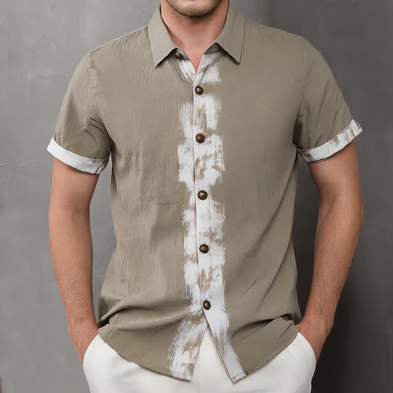 Buddha Stones Camisas de manga corta para hombre, estilo boho casual veraniego con estampado tie-dye. - Broncearse - US/UK/AU42, EU52 (3XL) - image 0