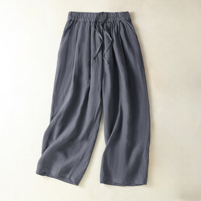Buddha Stones Pantalones cortos casuales minimalistas con cordón ajustable para mujer, estilo primavera/verano/otoño, de pierna recta y con bolsillo. - Gris pizarra - US8-10, UK/AU12-14, EU40-42 (2XL) - image 0