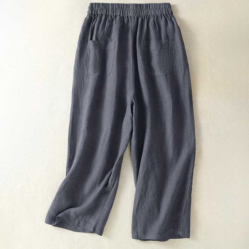 Buddha Stones Pantalones cortos casuales minimalistas con cordón ajustable para mujer, estilo primavera/verano/otoño, de pierna recta y con bolsillo. - image 1