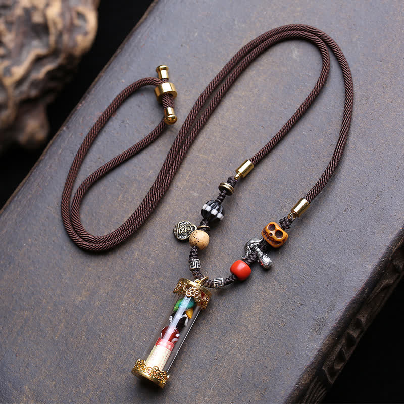 Buddha Stones Caja de oración tibetana Ghau, ágata, cobre, tubo de escrituras, collar con conexión a tierra - Aprox. 36 × 10 mm - image 0