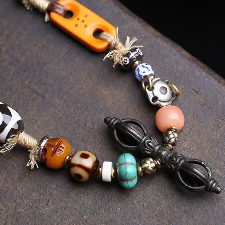 Buddha Stones Collar tibetano de cuentas Dzi de tres ojos Vajra para la buena suerte - image 3