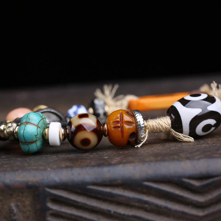 Buddha Stones Collar tibetano de cuentas Dzi de tres ojos Vajra para la buena suerte - image 5