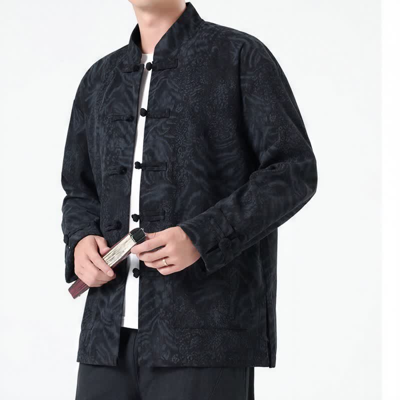 Chaquetas de hombre de pana con estampado abstracto estilo Tang, con bolsillos de parche, diseño de Buddha Stones , otoño/invierno y bolsillo. - image 12