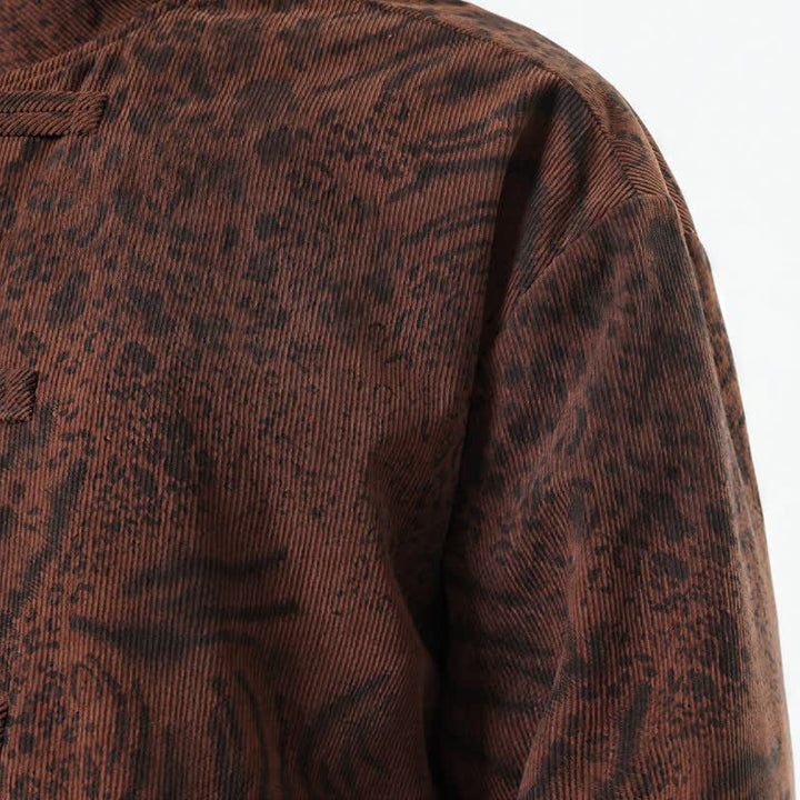 Chaquetas de hombre de pana con estampado abstracto estilo Tang, con bolsillos de parche, diseño de Buddha Stones , otoño/invierno y bolsillo. - image 5
