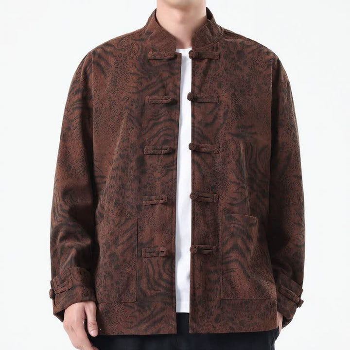 Chaquetas de hombre de pana con estampado abstracto estilo Tang, con bolsillos de parche, diseño de Buddha Stones , otoño/invierno y bolsillo. - image 1