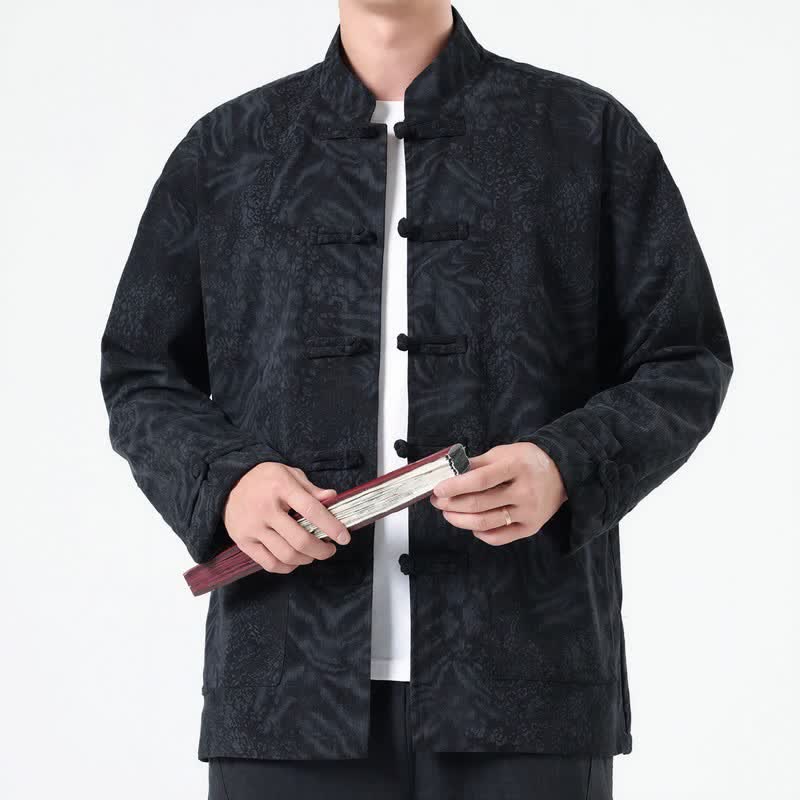 Chaquetas de hombre de pana con estampado abstracto estilo Tang, con bolsillos de parche, diseño de Buddha Stones , otoño/invierno y bolsillo. - image 11