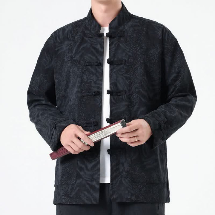 Chaquetas de hombre de pana con estampado abstracto estilo Tang, con bolsillos de parche, diseño de Buddha Stones , otoño/invierno y bolsillo. - image 11