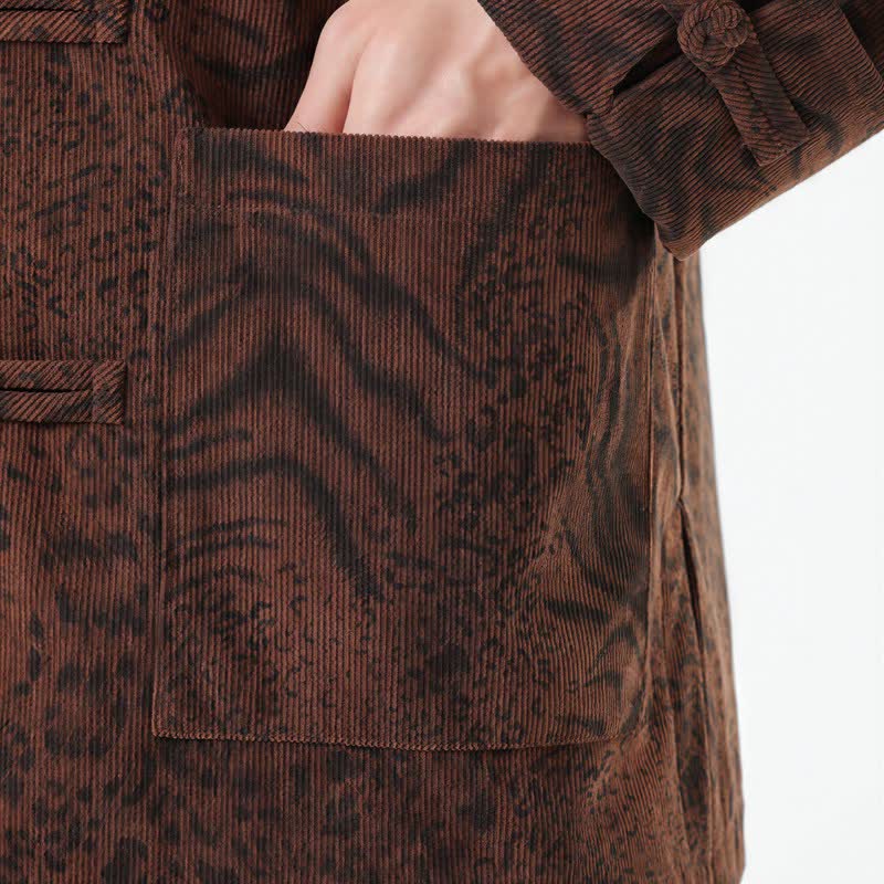 Chaquetas de hombre de pana con estampado abstracto estilo Tang, con bolsillos de parche, diseño de Buddha Stones , otoño/invierno y bolsillo. - image 7