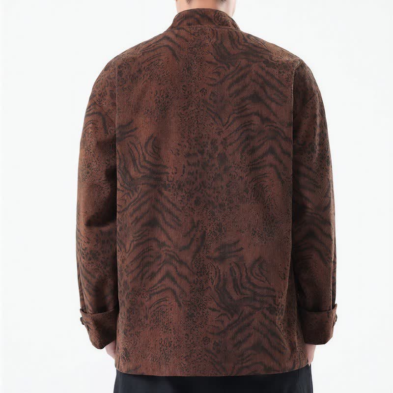 Chaquetas de hombre de pana con estampado abstracto estilo Tang, con bolsillos de parche, diseño de Buddha Stones , otoño/invierno y bolsillo. - image 2