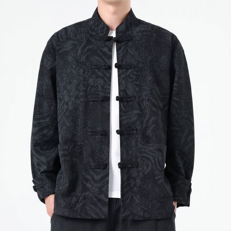 Chaquetas de hombre de pana con estampado abstracto estilo Tang, con bolsillos de parche, diseño de Buddha Stones , otoño/invierno y bolsillo. - Negro - US/UK/AU46, EU56 (5XL) - image 8