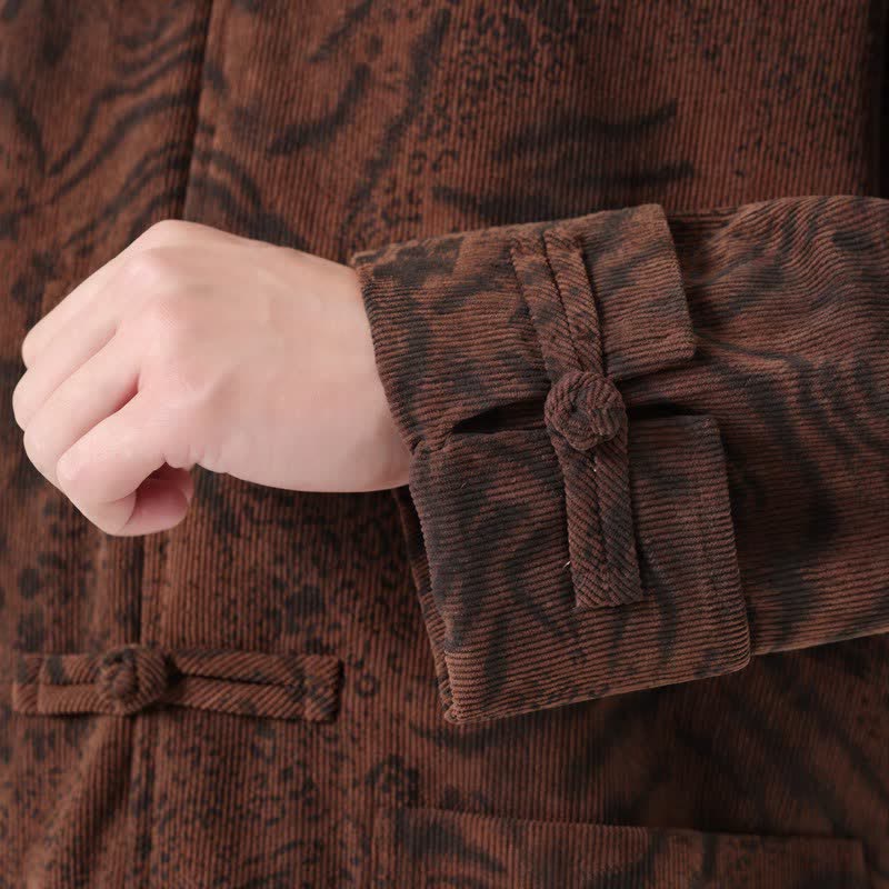 Chaquetas de hombre de pana con estampado abstracto estilo Tang, con bolsillos de parche, diseño de Buddha Stones , otoño/invierno y bolsillo. - image 6