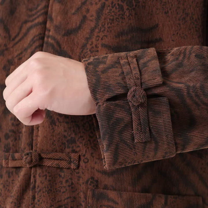 Chaquetas de hombre de pana con estampado abstracto estilo Tang, con bolsillos de parche, diseño de Buddha Stones , otoño/invierno y bolsillo. - image 6