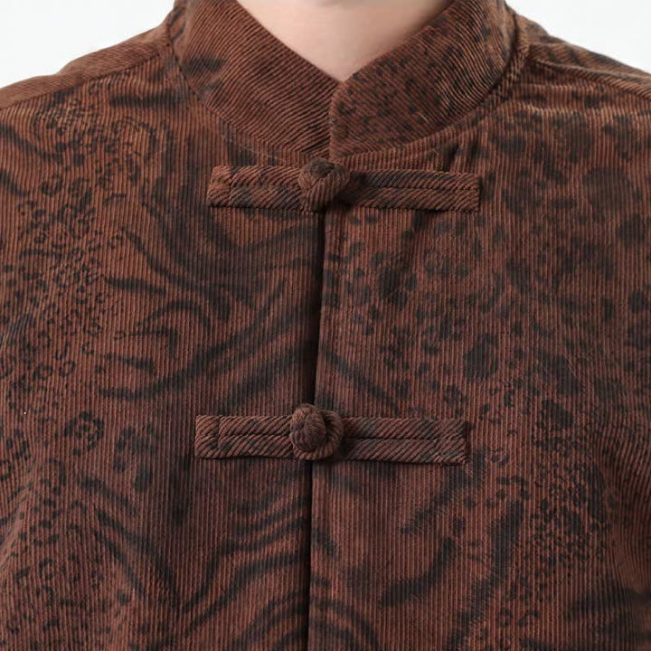 Chaquetas de hombre de pana con estampado abstracto estilo Tang, con bolsillos de parche, diseño de Buddha Stones , otoño/invierno y bolsillo. - image 4