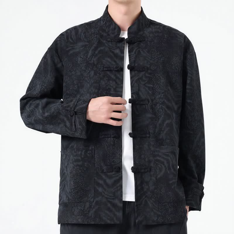 Chaquetas de hombre de pana con estampado abstracto estilo Tang, con bolsillos de parche, diseño de Buddha Stones , otoño/invierno y bolsillo. - image 9