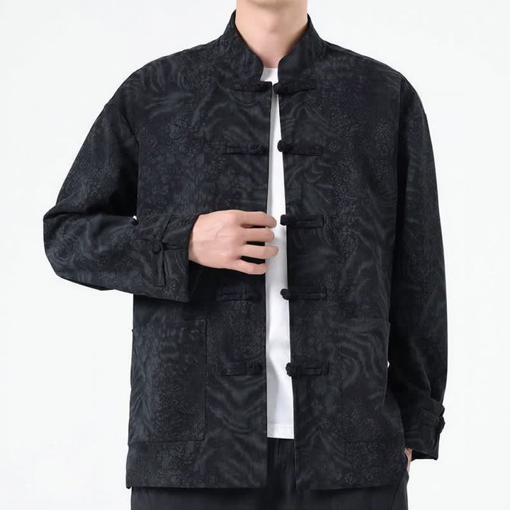 Chaquetas de hombre de pana con estampado abstracto estilo Tang, con bolsillos de parche, diseño de Buddha Stones , otoño/invierno y bolsillo. - image 9