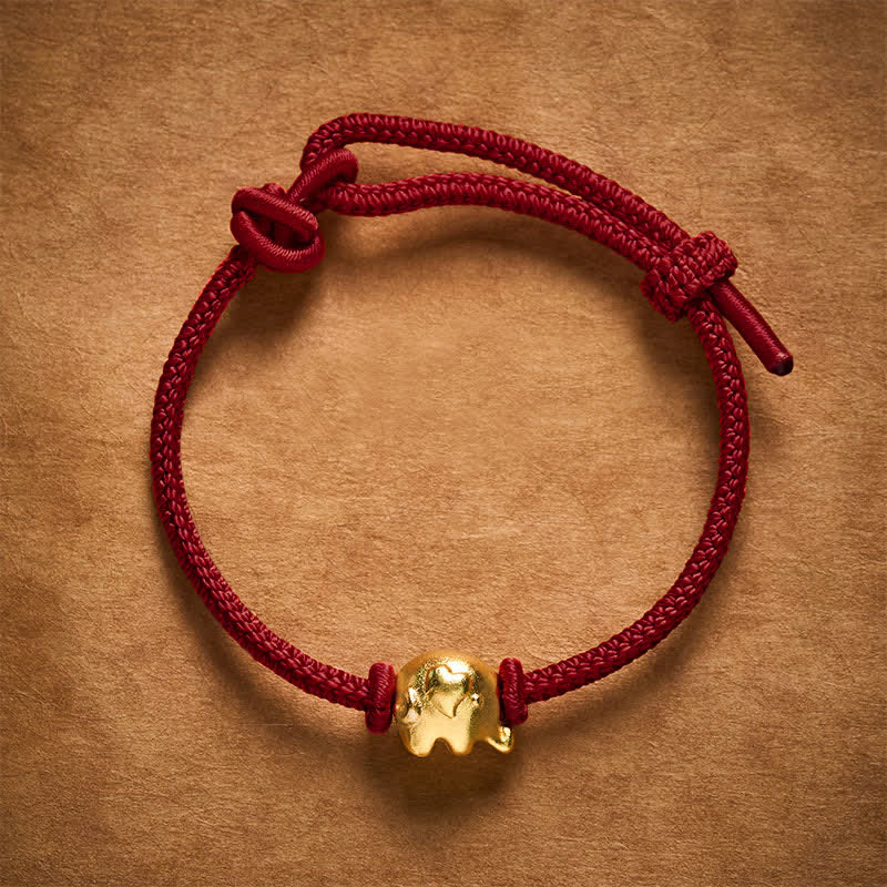 Buddha Stones Pulsera de protección de cobre con forma de elefante y cuerda roja - image 11