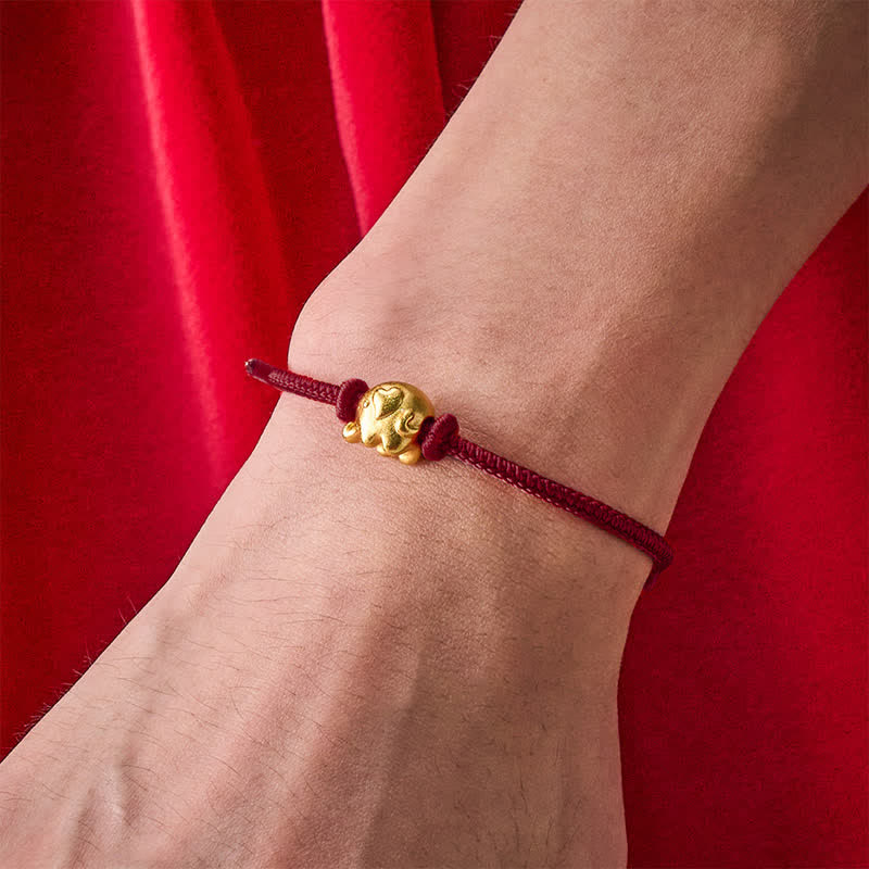 Buddha Stones Pulsera de protección de cobre con forma de elefante y cuerda roja - image 12