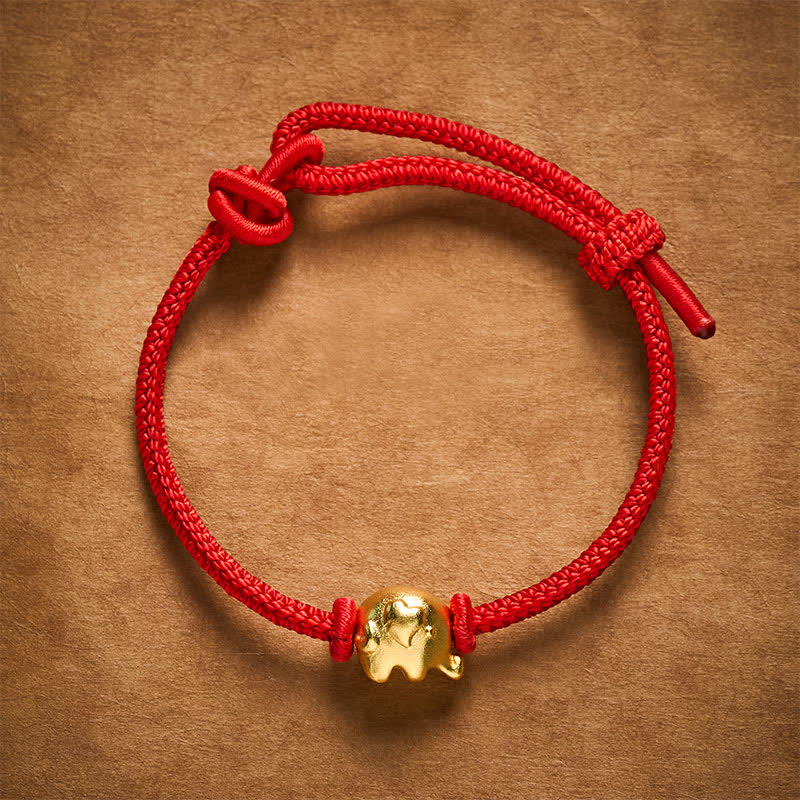 Buddha Stones Pulsera de protección de cobre con forma de elefante y cuerda roja - image 2