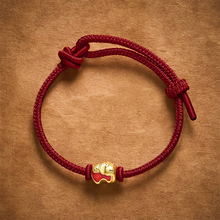 Buddha Stones Pulsera de cobre con elefante y cuerda roja - image 11