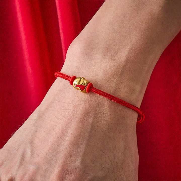 Buddha Stones Pulsera de cobre con elefante y cuerda roja - image 3