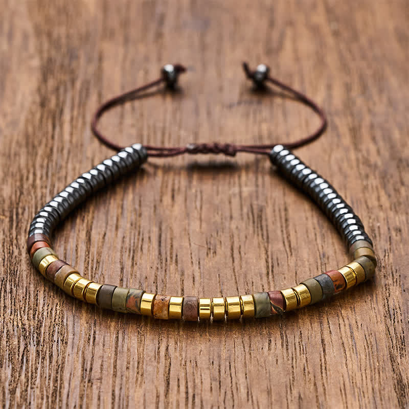 Buddha Stones Pulsera de cuentas poderosas de hematita - Oro - image 8