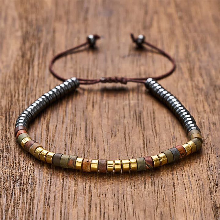 Buddha Stones Pulsera de cuentas poderosas de hematita - Oro - image 8
