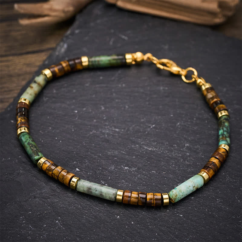 Buddha Stones Pulsera de cuentas de soporte de hematita, ojo de tigre y ágata verde - image 3