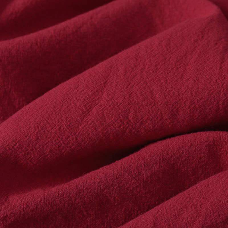 Buddha Stones Vestido de manga larga para mujer, estilo casual, con botones, nudo y rayas rojas de colores, ideal para otoño. - image 10