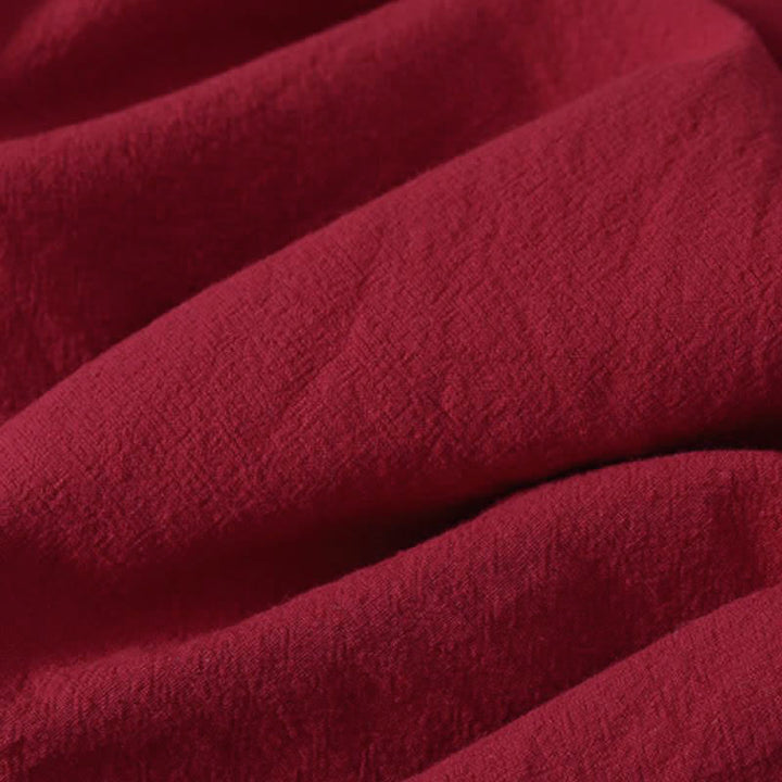 Buddha Stones Vestido de manga larga para mujer, estilo casual, con botones, nudo y rayas rojas de colores, ideal para otoño. - image 10