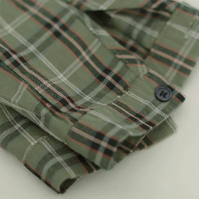 Buddha Stones Camisa de manga larga para mujer, estilo casual vintage, con botones, cuello en contraste y estampado a cuadros. - image 15