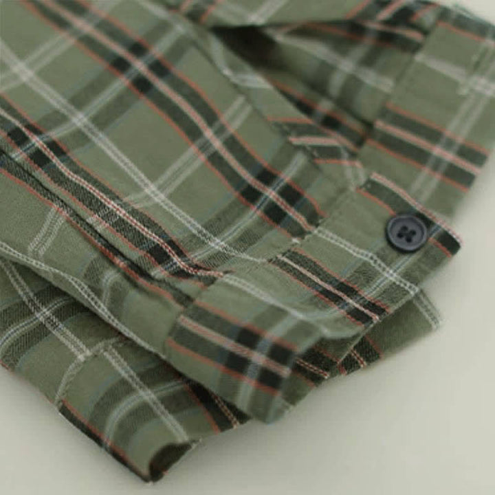 Buddha Stones Camisa de manga larga para mujer, estilo casual vintage, con botones, cuello en contraste y estampado a cuadros. - image 15