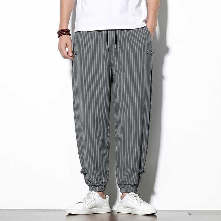 Buddha Stones Pantalones cortos básicos de manga larga a rayas con cordón ajustable para hombre, estilo primavera-verano, corte ajustado y con bolsillos. - Gris oscuro - US/UK/AU46, EU56 (5XL) - image 11
