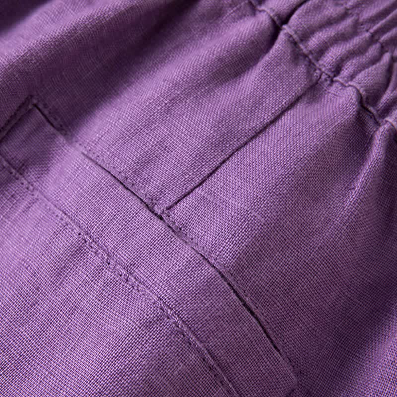 Pantalones anchos de mujer con bolsillos, de color liso y estampado de Buddha Stones. - image 9