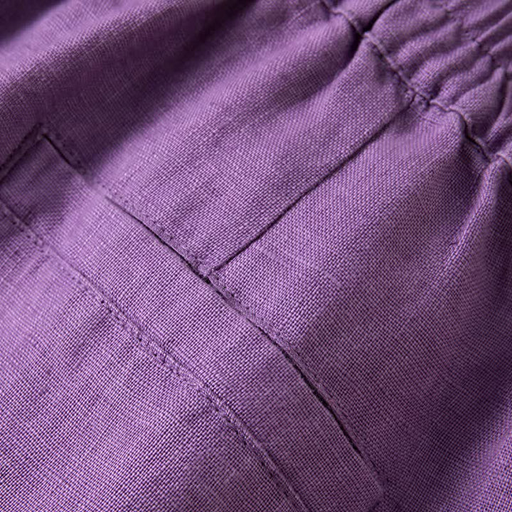 Pantalones anchos de mujer con bolsillos, de color liso y estampado de Buddha Stones. - image 9