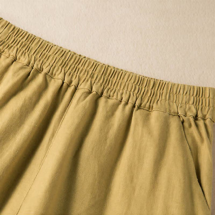 Pantalones anchos de mujer con bolsillos, de color liso y estampado de Buddha Stones. - image 27