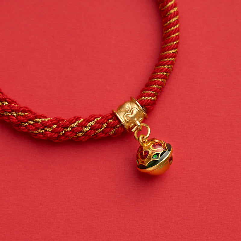 Buddha Stones Pulsera de cuerda tibetana con campana de esmalte de cobre y sabiduría - image 3