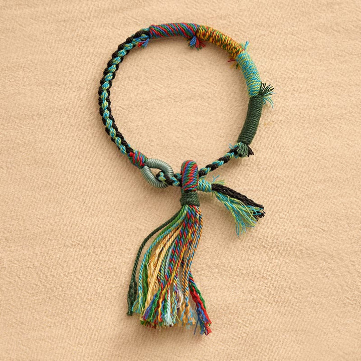 Buddha Stones Pulsera ajustable con borla estilo retro bohemio de cuerda de algodón - image 10