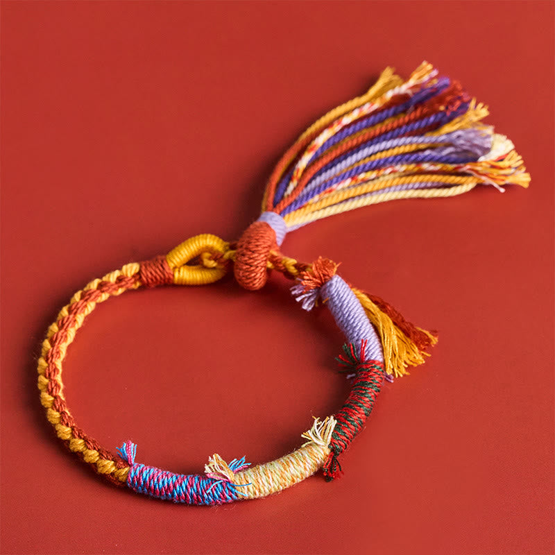 Buddha Stones Pulsera ajustable con borla estilo retro bohemio de cuerda de algodón - image 4