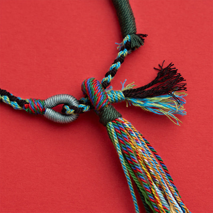 Buddha Stones Pulsera ajustable con borla estilo retro bohemio de cuerda de algodón - image 13