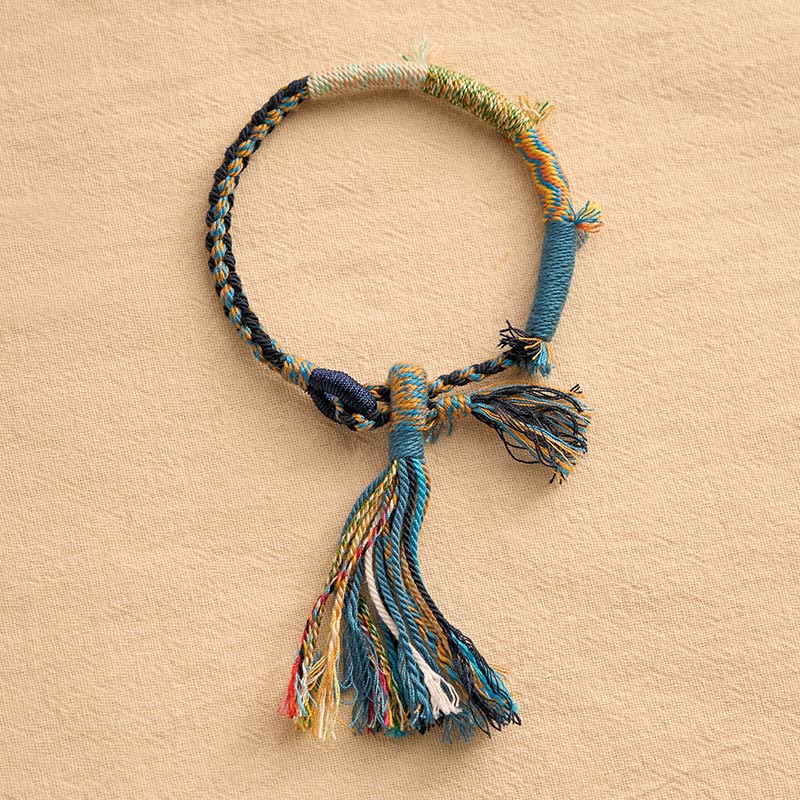 Buddha Stones Pulsera ajustable con borla estilo retro bohemio de cuerda de algodón - image 16