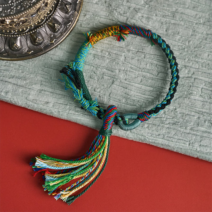Buddha Stones Pulsera ajustable con borla estilo retro bohemio de cuerda de algodón - image 11