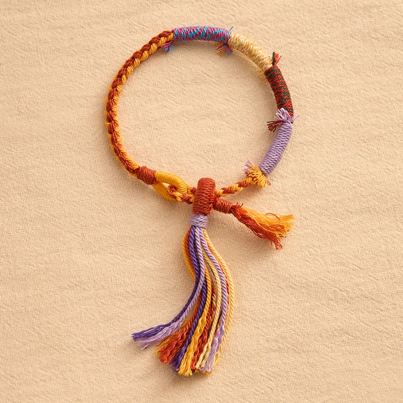 Buddha Stones Pulsera ajustable con borla estilo retro bohemio de cuerda de algodón - image 2