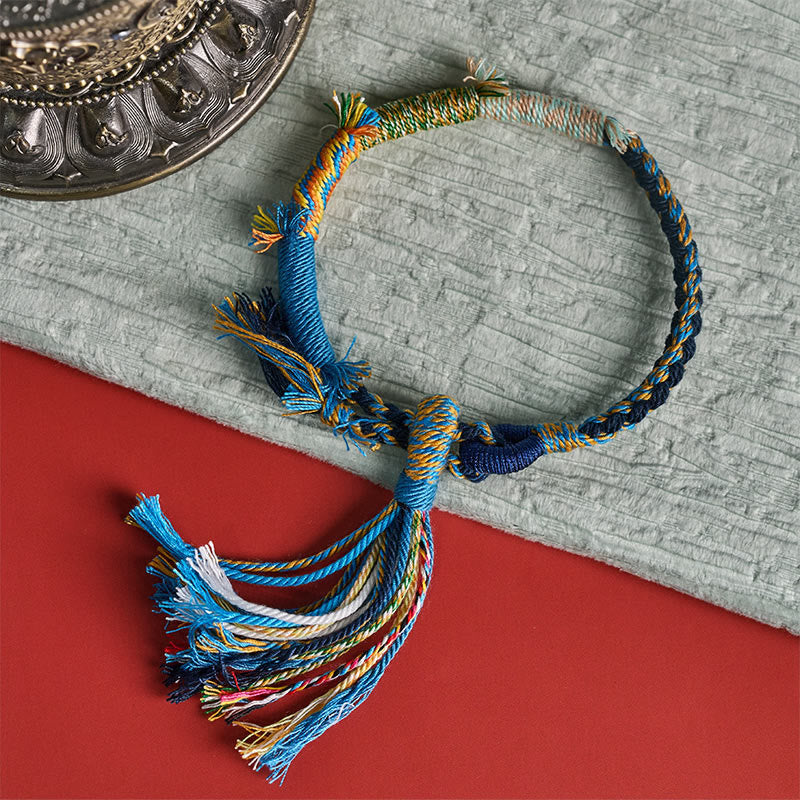 Buddha Stones Pulsera ajustable con borla estilo retro bohemio de cuerda de algodón - image 17