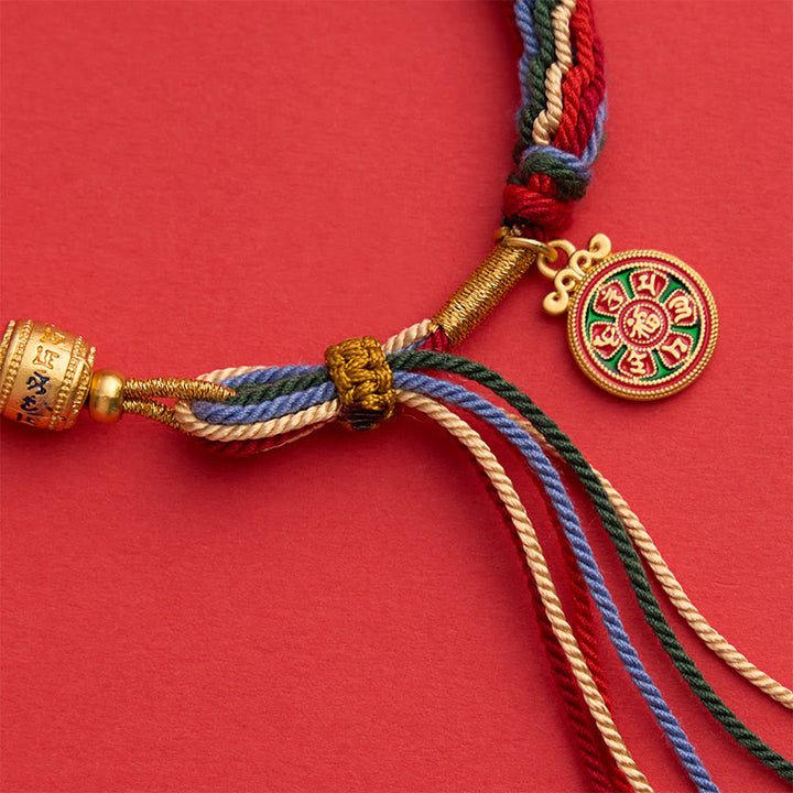 Buddha Stones Pulsera con dije de energía de cuerda multicolor, esmalte, Om Mani Padme Hum - image 4