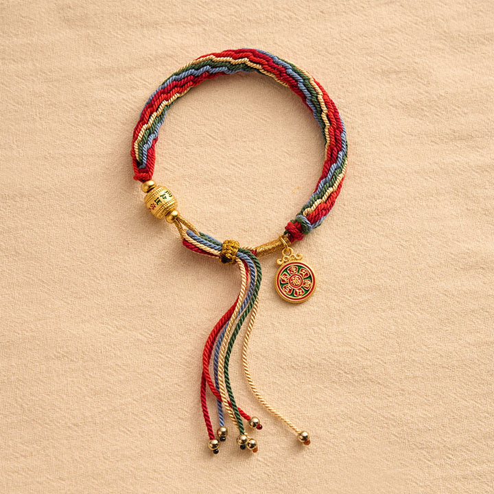 Buddha Stones Pulsera con dije de energía de cuerda multicolor, esmalte, Om Mani Padme Hum - image 2