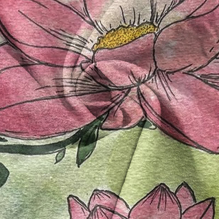 Buddha Stones Pantalones de mujer de algodón puro con estampado Zen Om Lotus Bloom, cintura elástica y bolsillos. - image 2