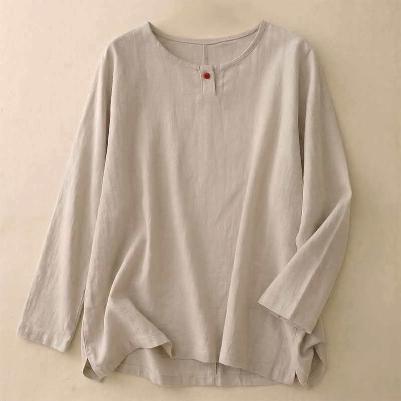 Camiseta informal de manga corta con cuello redondo y diseño holgado para mujer con estampado de Buddha Stones. - Lino - Manga larga - US14，UK/AU18，EU46 (2XL) - image 28