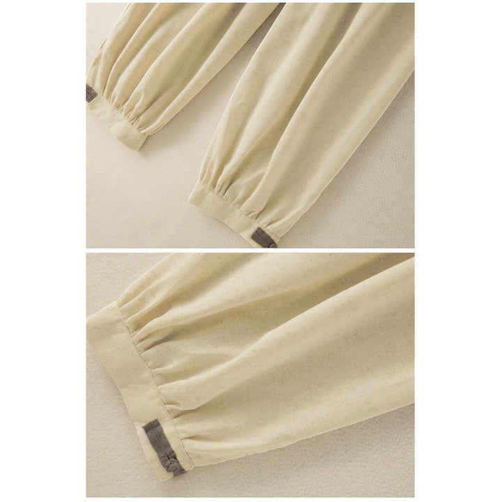 Pantalones harén de algodón liso con cordón y bolsillos para mujer con Buddha Stones - image 5