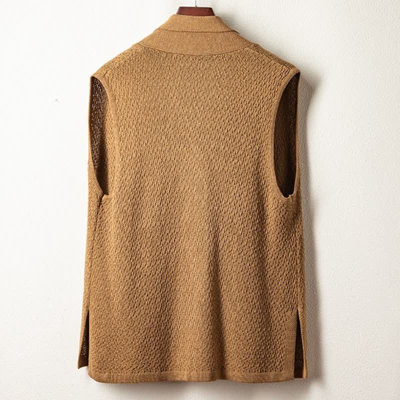 Buddha Stones Kimono de hombre de punto liso con abertura lateral, estilo minimalista e informal para otoño. - image 1